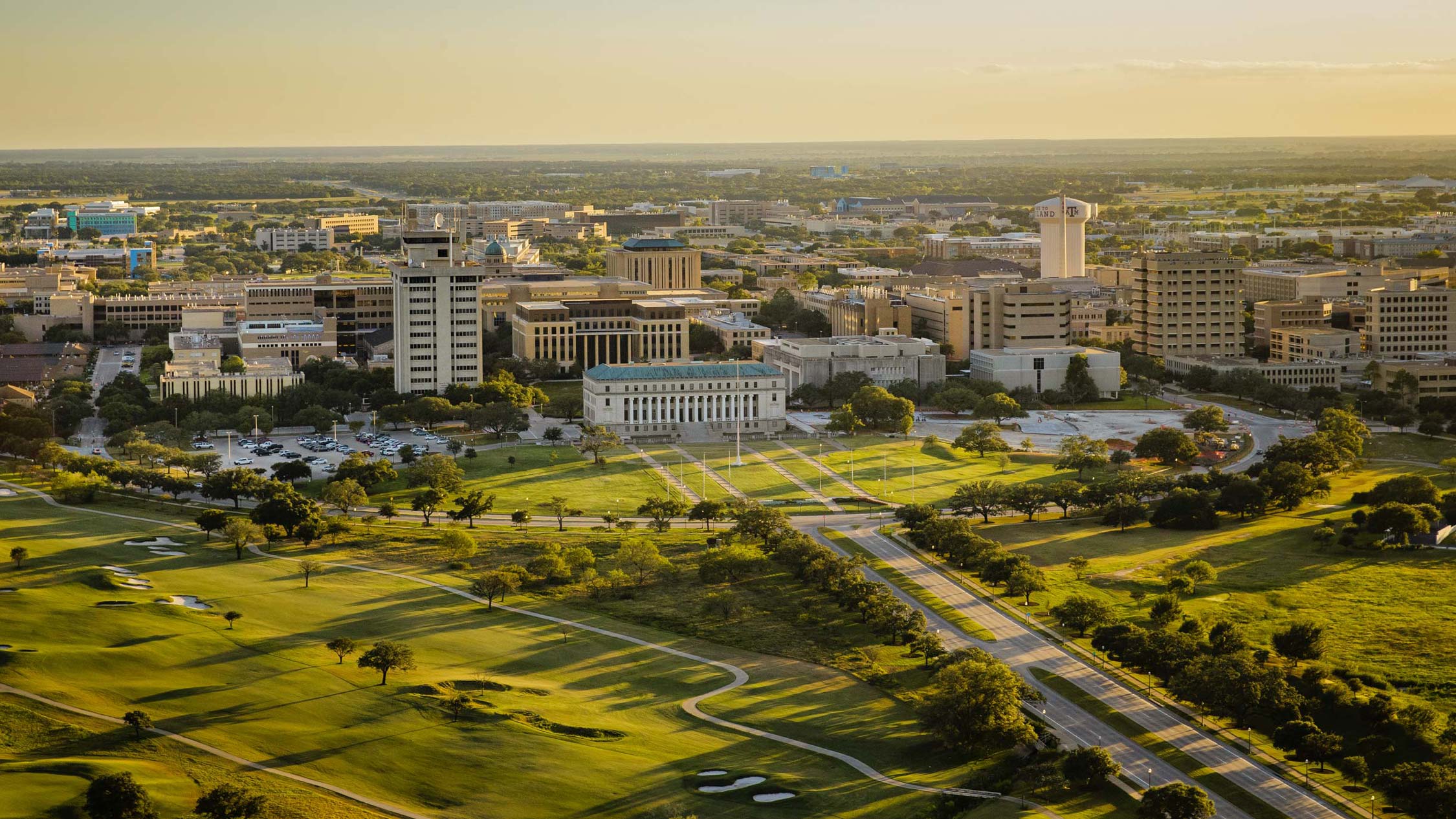 An aerial view of Texas A&amp;M University campus