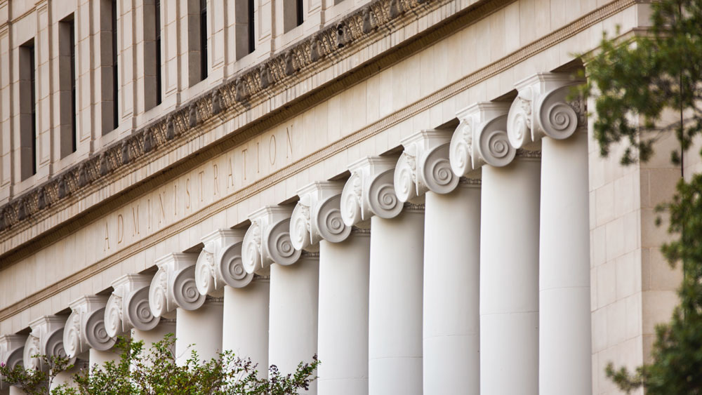 The columns of the J. K. Williams Administration Building